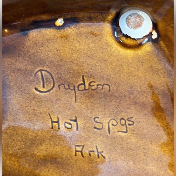 Vintage DRYDEN Pottery Glaze Trinket Dish Ash Tray Hot Springs Arkansas MCM 8.5" - Picture 8 of 8